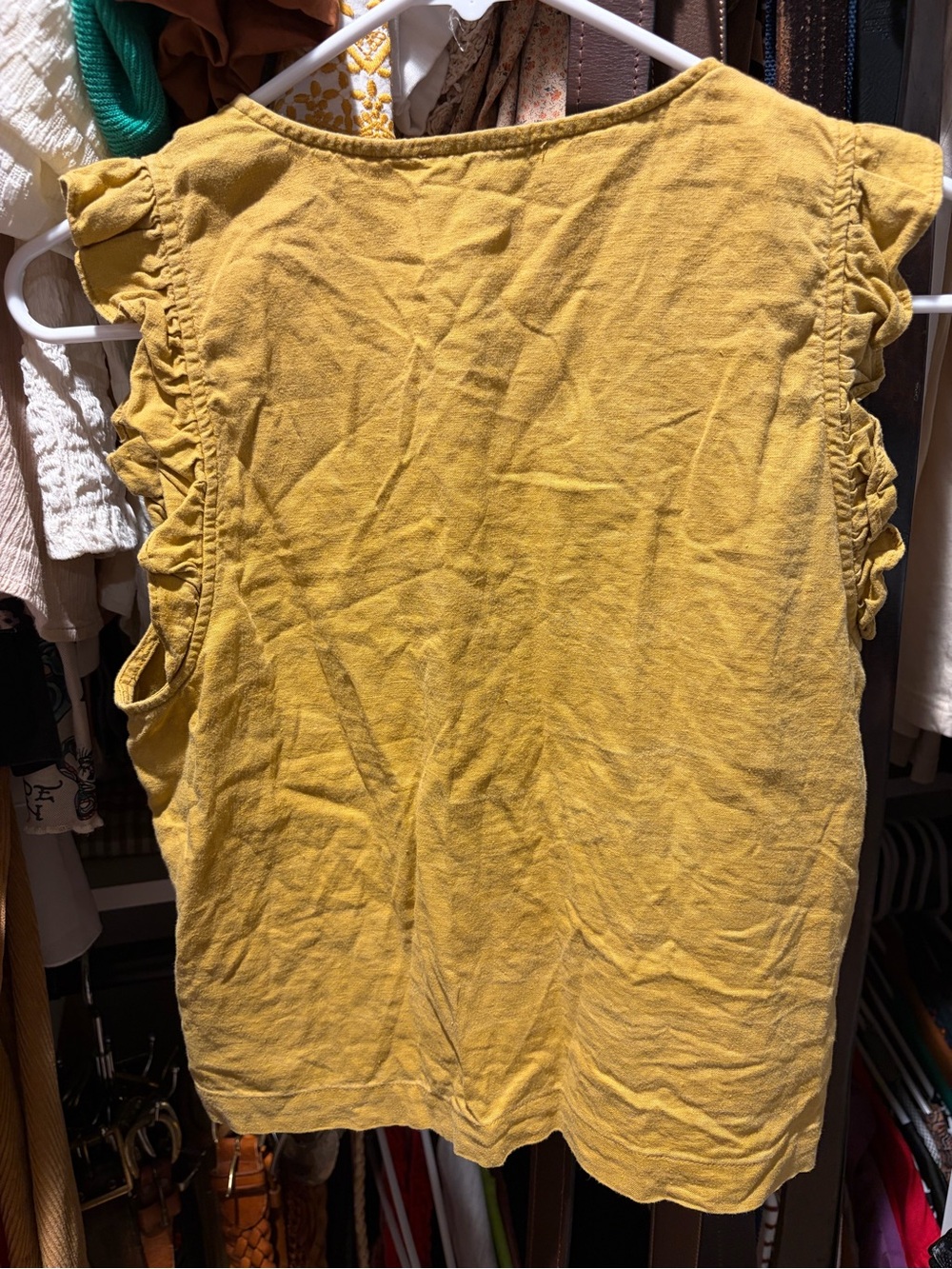 Madewell Mustard Yellow Button Front Linen Blend Tank Size 4 - Picture 5 of 8